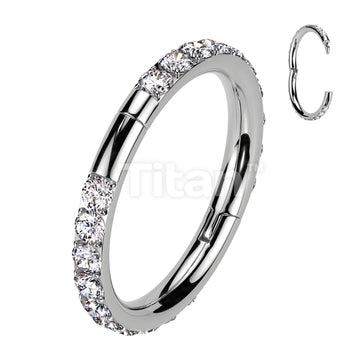 Implant Grade Titanium Half Closure New Secure Hook Hinged Segment Hoop Ring With Outward Facing CNC Set CZ On Both Sides - Image 2