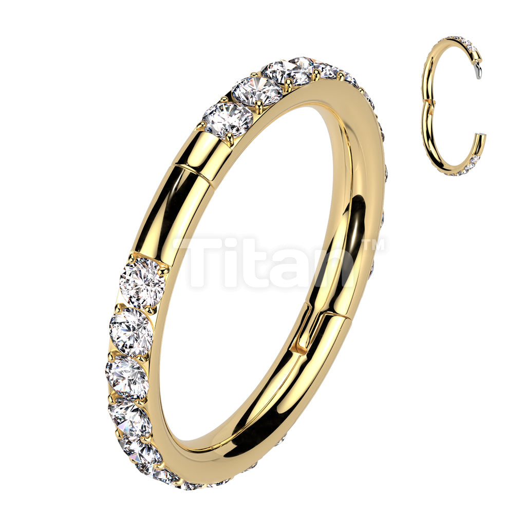 Implant Grade Titanium Half Closure New Secure Hook Hinged Segment Hoop Ring With Outward Facing CNC Set CZ On Both Sides - Image 3