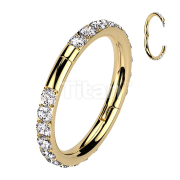Implant Grade Titanium Half Closure New Secure Hook Hinged Segment Hoop Ring With Outward Facing CNC Set CZ On Both Sides - Image 3