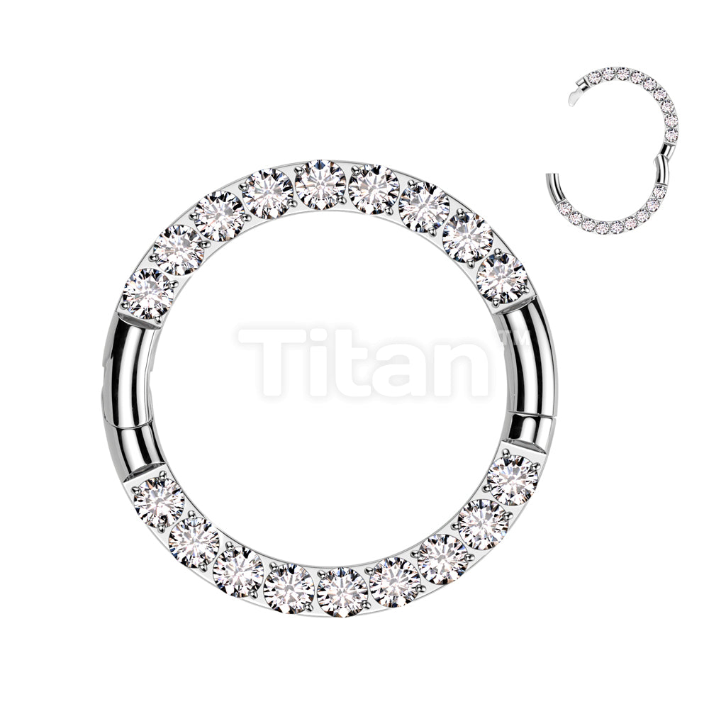 Implant Grade Titanium Half Closure New Secure Hook Hinged Segment Hoop Ring With Forward Facing CNC Set CZ On Both Sides - Image 2