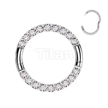 Implant Grade Titanium Half Closure New Secure Hook Hinged Segment Hoop Ring With Forward Facing CNC Set CZ On Both Sides - Image 2