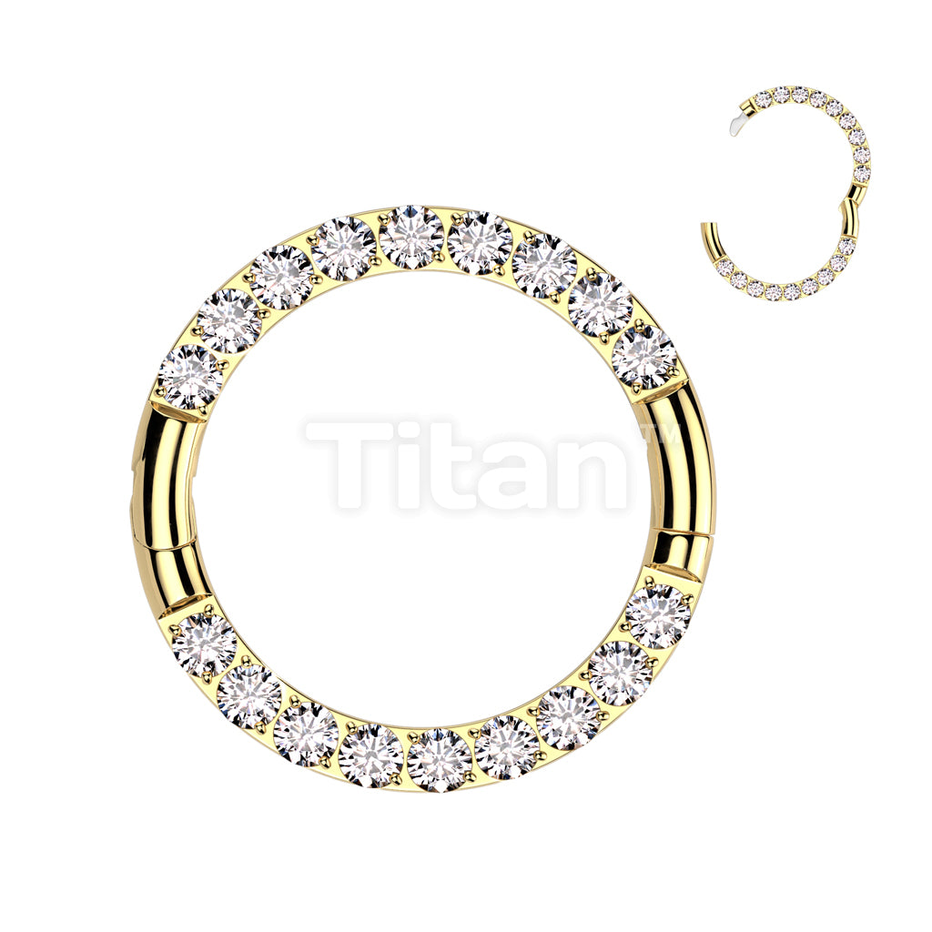 Implant Grade Titanium Half Closure New Secure Hook Hinged Segment Hoop Ring With Forward Facing CNC Set CZ On Both Sides - Image 3