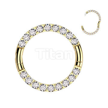 Implant Grade Titanium Half Closure New Secure Hook Hinged Segment Hoop Ring With Forward Facing CNC Set CZ On Both Sides - Image 3