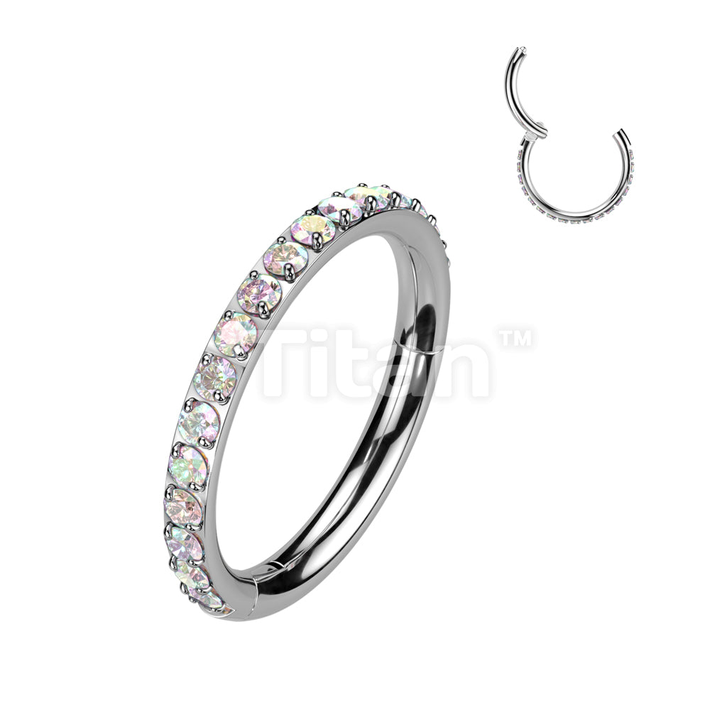Implant Grade Titanium Hinged Segment Hoop Ring With Outward Facing Pave CNC Set CZ - Image 2