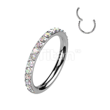 Implant Grade Titanium Hinged Segment Hoop Ring With Outward Facing Pave CNC Set CZ - Image 2