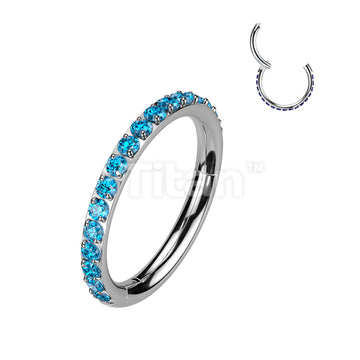 Implant Grade Titanium Hinged Segment Hoop Ring With Outward Facing Pave CNC Set CZ - Image 3