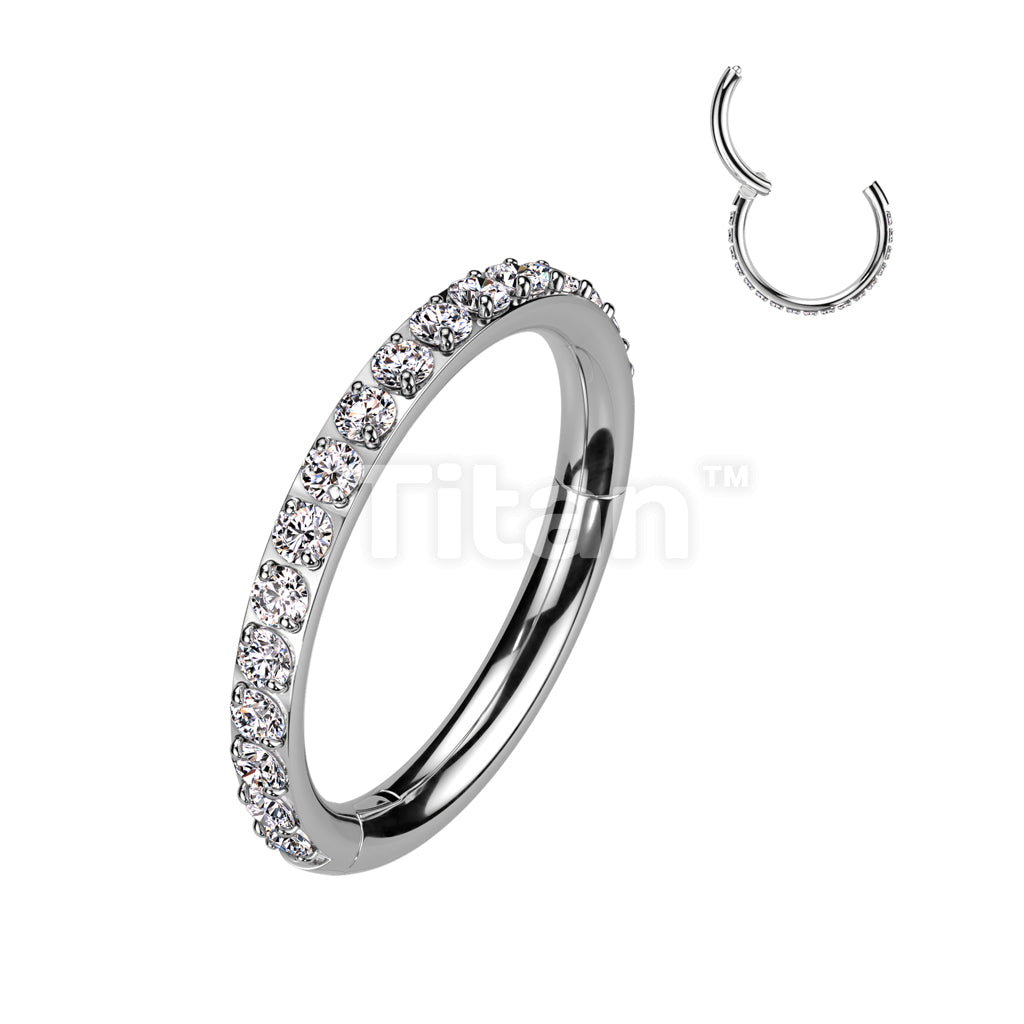 Implant Grade Titanium Hinged Segment Hoop Ring With Outward Facing Pave CNC Set CZ - Image 4