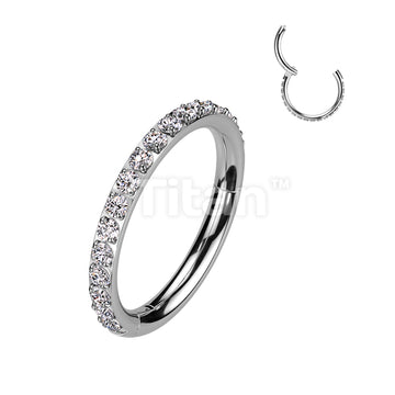 Implant Grade Titanium Hinged Segment Hoop Ring With Outward Facing Pave CNC Set CZ - Image 4