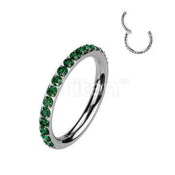 Implant Grade Titanium Hinged Segment Hoop Ring With Outward Facing Pave CNC Set CZ - Image 5