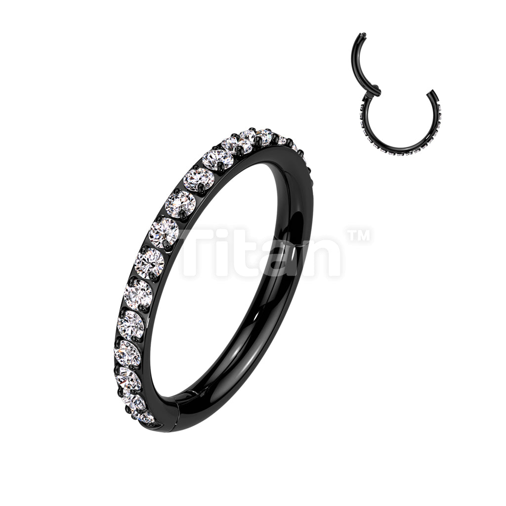 Implant Grade Titanium Hinged Segment Hoop Ring With Outward Facing Pave CNC Set CZ - Image 7