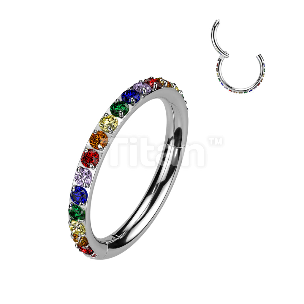 Implant Grade Titanium Hinged Segment Hoop Ring With Outward Facing Pave CNC Set CZ - Image 10