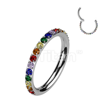 Implant Grade Titanium Hinged Segment Hoop Ring With Outward Facing Pave CNC Set CZ - Image 10