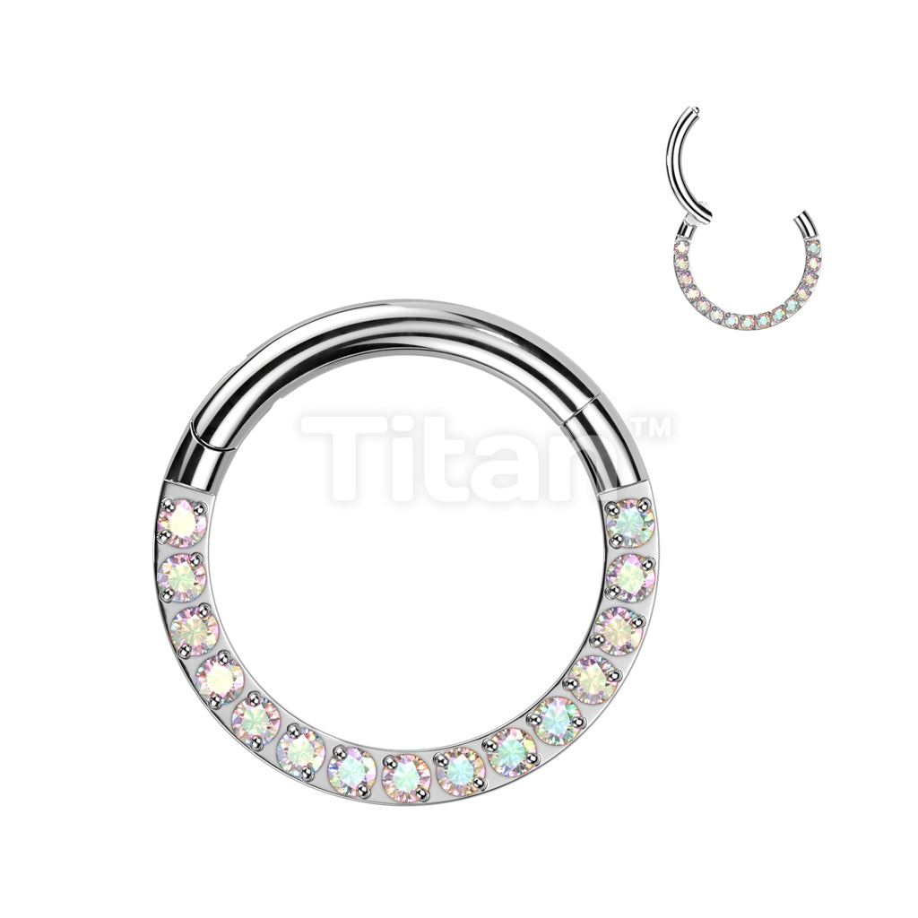 Implant Grade Titanium Hinged Segment Hoop Ring With Forward Facing Pave CNC Set CZ - Image 2