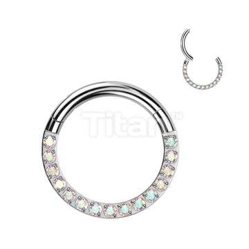 Implant Grade Titanium Hinged Segment Hoop Ring With Forward Facing Pave CNC Set CZ - Image 2