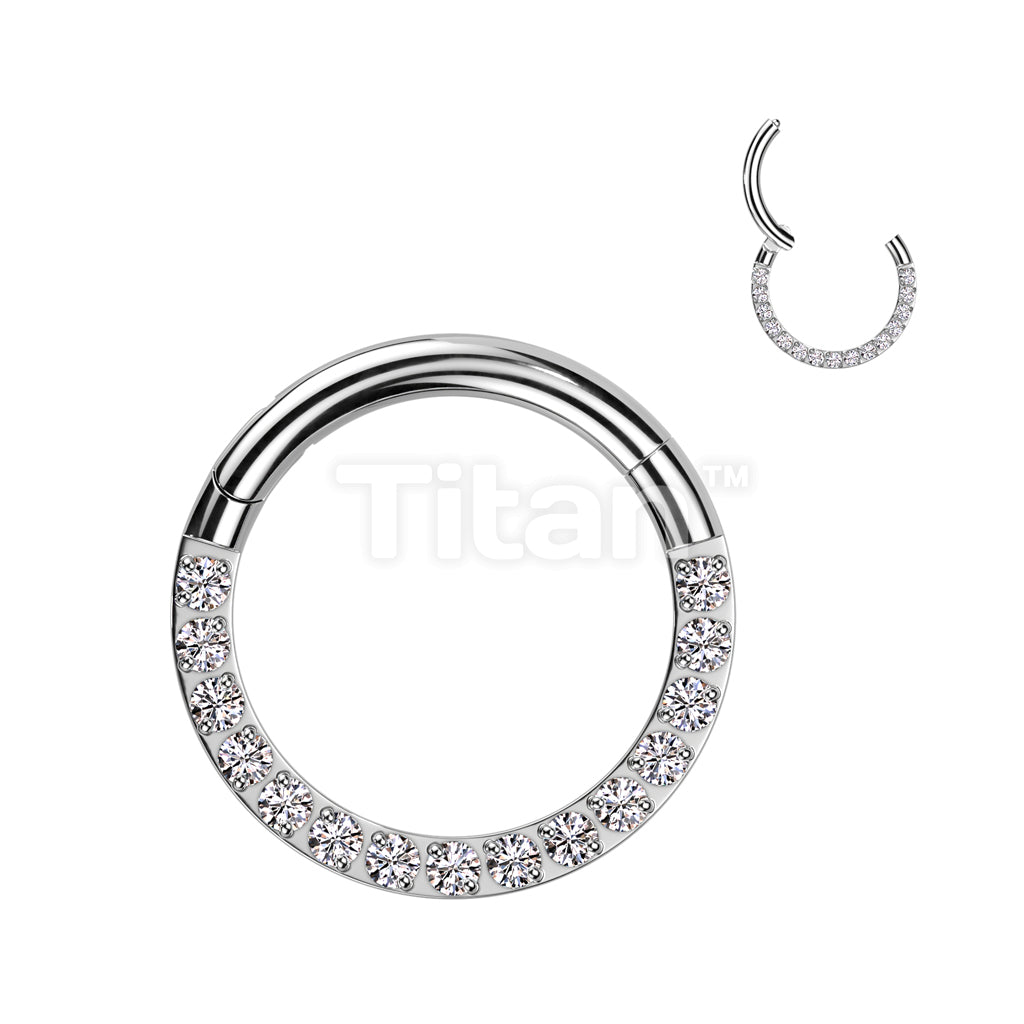 Implant Grade Titanium Hinged Segment Hoop Ring With Forward Facing Pave CNC Set CZ - Image 3