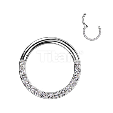 Implant Grade Titanium Hinged Segment Hoop Ring With Forward Facing Pave CNC Set CZ - Image 3