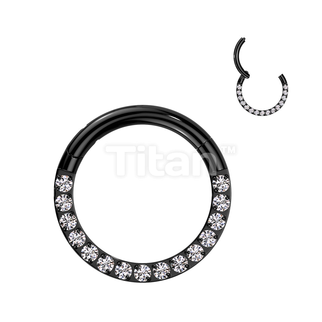 Implant Grade Titanium Hinged Segment Hoop Ring With Forward Facing Pave CNC Set CZ - Image 5