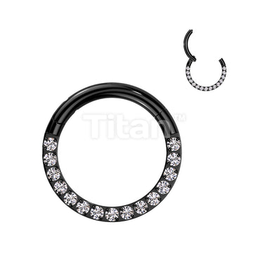 Implant Grade Titanium Hinged Segment Hoop Ring With Forward Facing Pave CNC Set CZ - Image 5