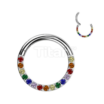 Implant Grade Titanium Hinged Segment Hoop Ring With Forward Facing Pave CNC Set CZ - Image 7