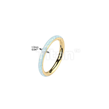 Titanium Hinged Outward Facing Opal Set Segment Hoop Ring for Nose, Ear and More - Image 4