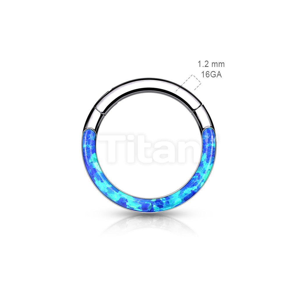 Implant Grade Titanium Hinged Segment Hoop Ring With Opal Lined Front - Image 6