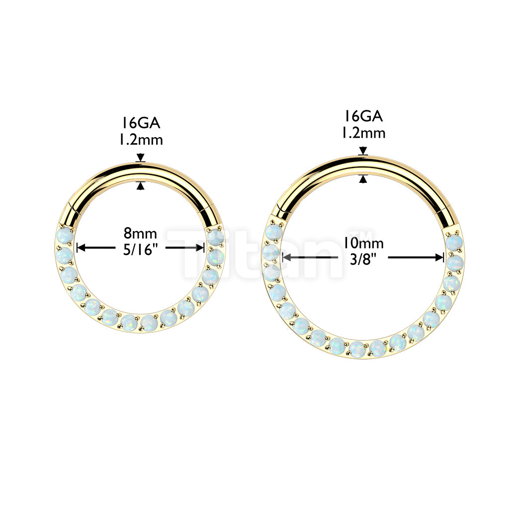 Implant Grade Titanium Hinged Segment Hoop Ring With Forward Facing Pave Opal Front - Image 12