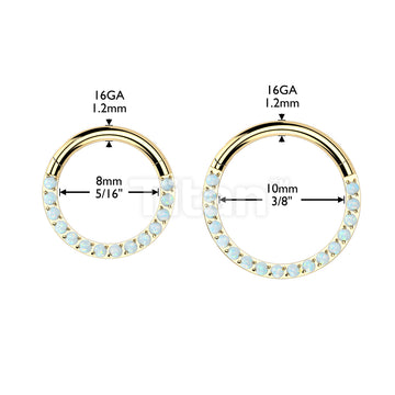 Implant Grade Titanium Hinged Segment Hoop Ring With Forward Facing Pave Opal Front - Image 12