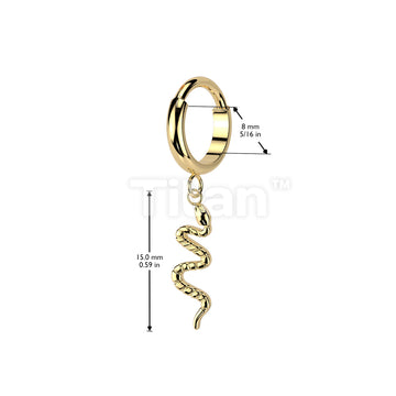 Implant Grade Titanium Hinged 2mm Wide Dome Segment Hoop Ring With Snake Dangle - Image 5
