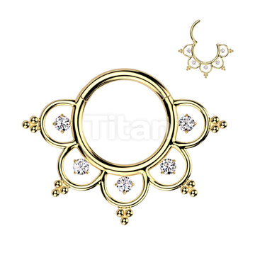 Implant Grade Titanium Hinged Segment Hoop Ring With CZ Filigree  - Image 2