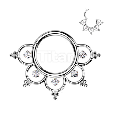 Implant Grade Titanium Hinged Segment Hoop Ring With CZ Filigree  - Image 3