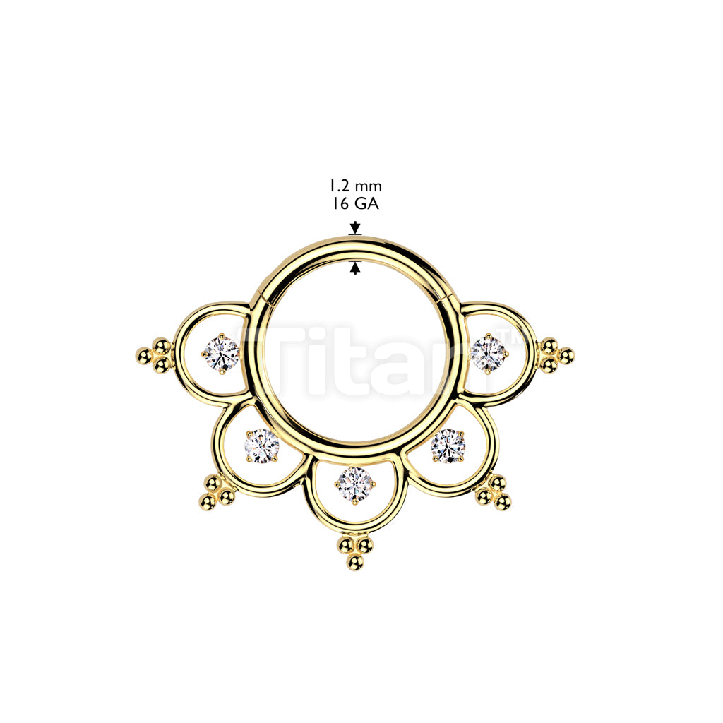 Implant Grade Titanium Hinged Segment Hoop Ring With CZ Filigree  - Image 4