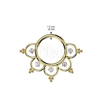 Implant Grade Titanium Hinged Segment Hoop Ring With CZ Filigree  - Image 4
