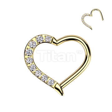 Implant Grade Titanium Hinged CNC CZ Heart Segment Hoop Ring  - Image 5