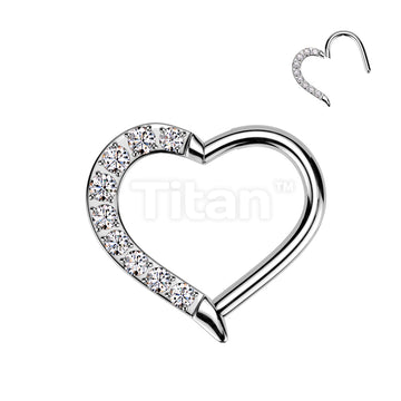 Implant Grade Titanium Hinged CNC CZ Heart Segment Hoop Ring  - Image 4