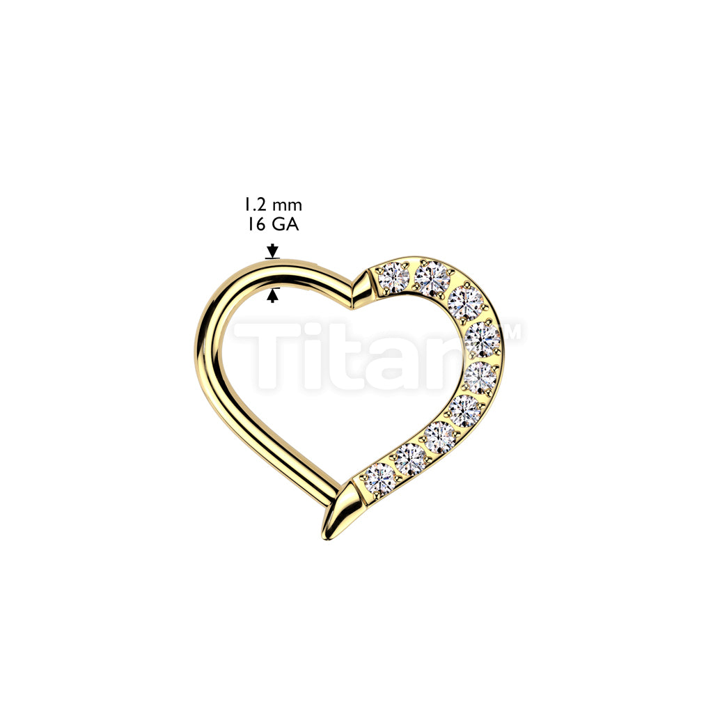Implant Grade Titanium Hinged CNC CZ Heart Segment Hoop Ring  - Image 6