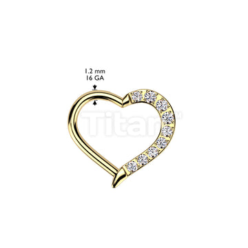 Implant Grade Titanium Hinged CNC CZ Heart Segment Hoop Ring  - Image 6