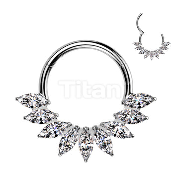 Implant Grade Titanium Hinged Segment Hoop Ring With Marquise CZ Fan - Image 6