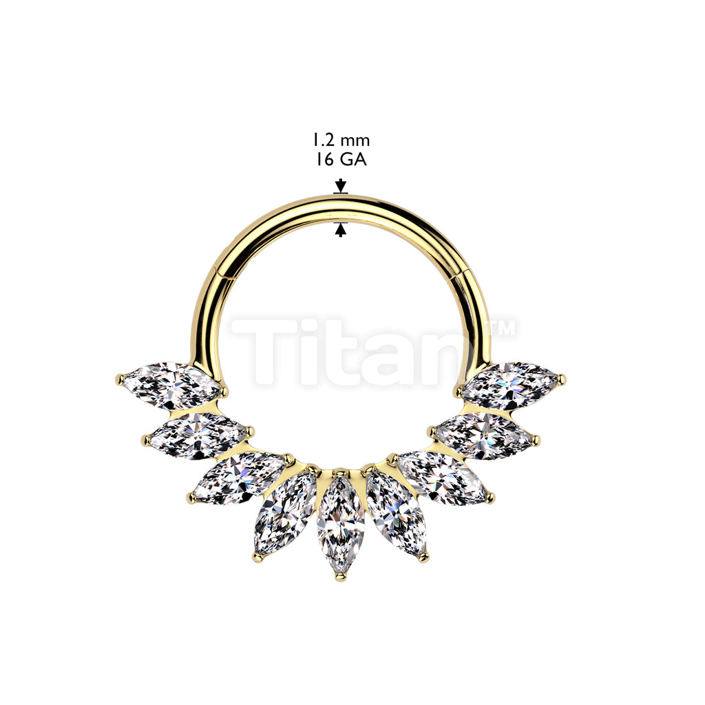 Implant Grade Titanium Hinged Segment Hoop Ring With Marquise CZ Fan - Image 7