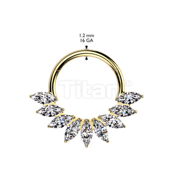 Implant Grade Titanium Hinged Segment Hoop Ring With Marquise CZ Fan - Image 7