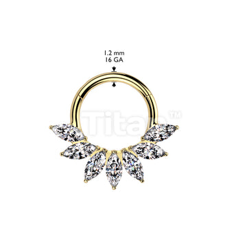 Implant Grade Titanium Hinged Segment Hoop Ring With Marquise CZ Fan - Image 4