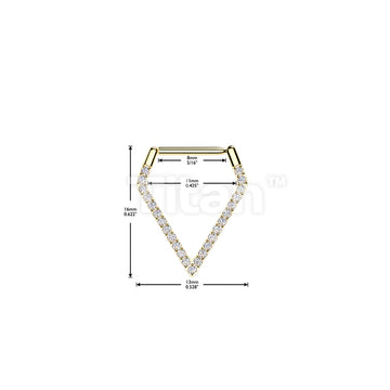 Titanium Hinged Pave CNC Set CZ Triangle Segment Hoop Ring With Straight Bar - Image 4