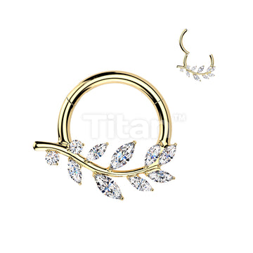 Titanium Hinged Segment Hoop Ring With Marquise CZ Vine - Image 3