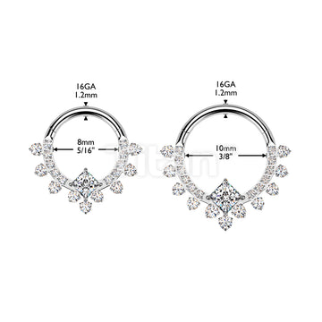 Titanium Hinged Segment Hoop Ring With CZ Diamond Center And CZ Pave - Image 6