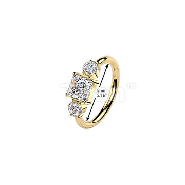 Titanium Hinged Outward Facing Segment Hoop Ring With Square and Round CZ - Image 4
