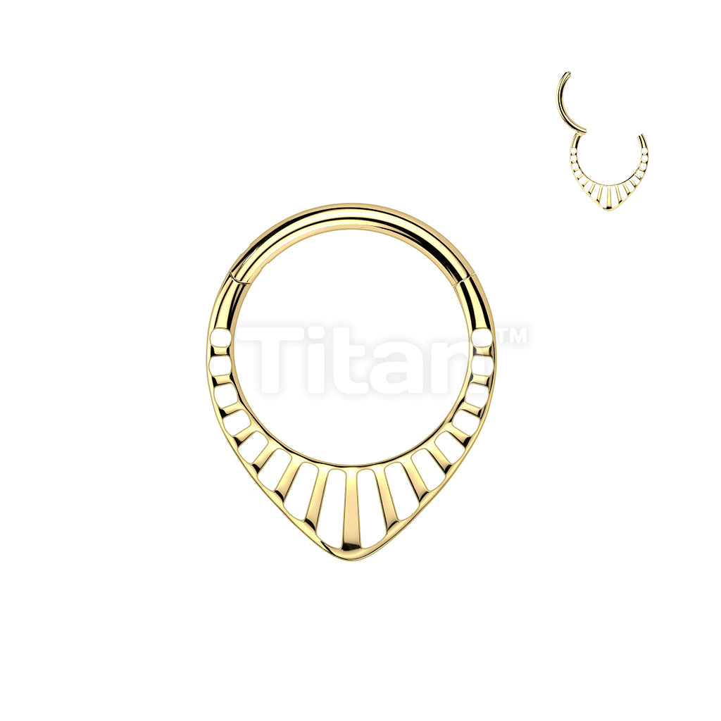 Titanium Chevron Hinged Segment Hoop Ring With Cut Outs - Image 2