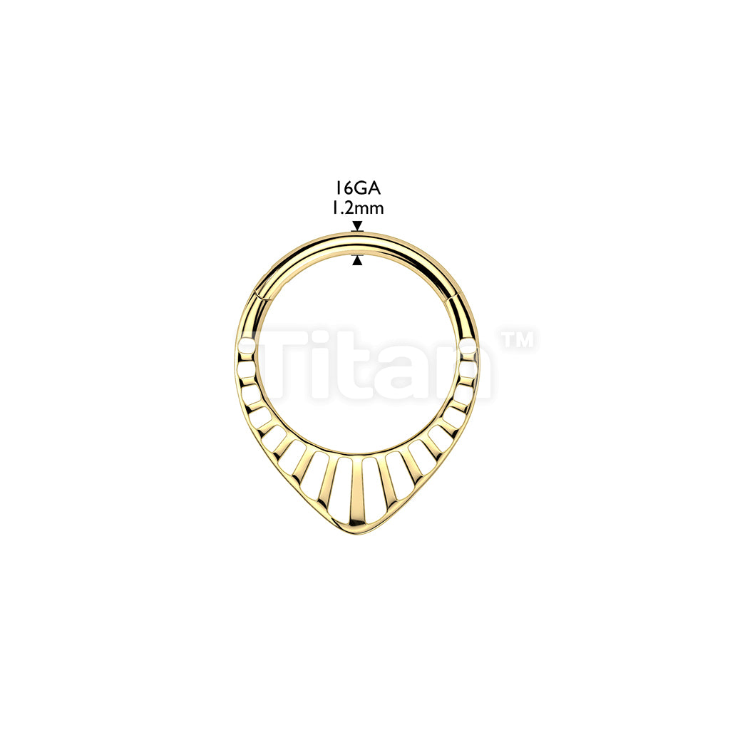 Titanium Chevron Hinged Segment Hoop Ring With Cut Outs - Image 4