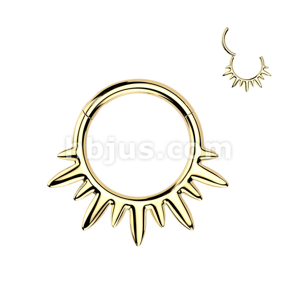 Titanium Hinged Segment Hoop Ring With Spikes - Image 2
