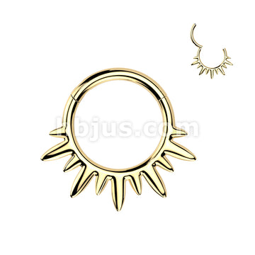 Titanium Hinged Segment Hoop Ring With Spikes - Image 2