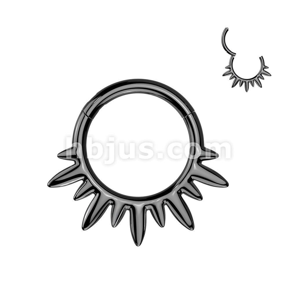 Titanium Hinged Segment Hoop Ring With Spikes - Image 3