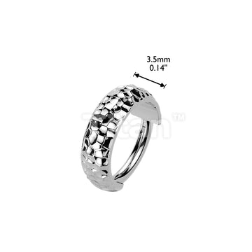 Titanium Wide Hinged Segment Hoop Ring With Hammered Pattern - Image 4